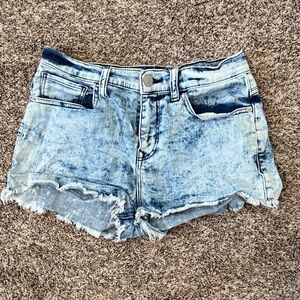 Express Women's Light Blue Acid Wash Denim Cutoff Shorts